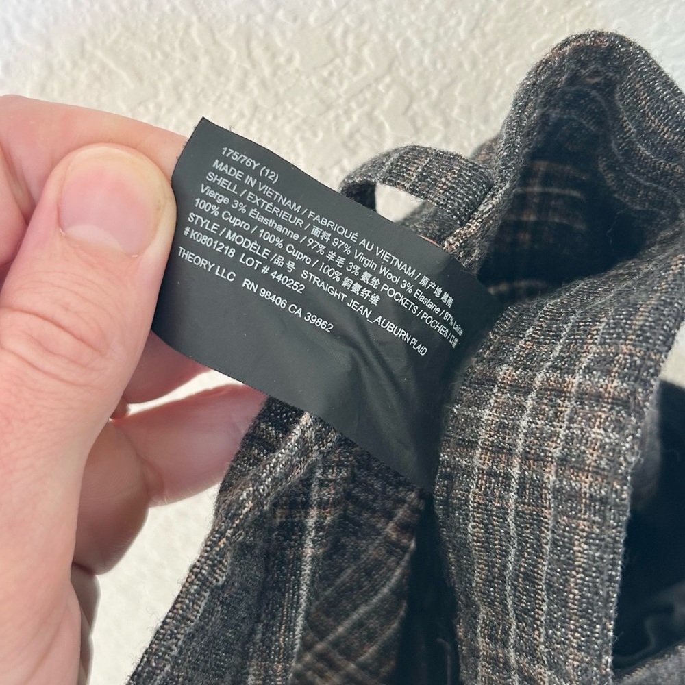 Theory Plaid Straight Leg Pants - Picture 6 of 6